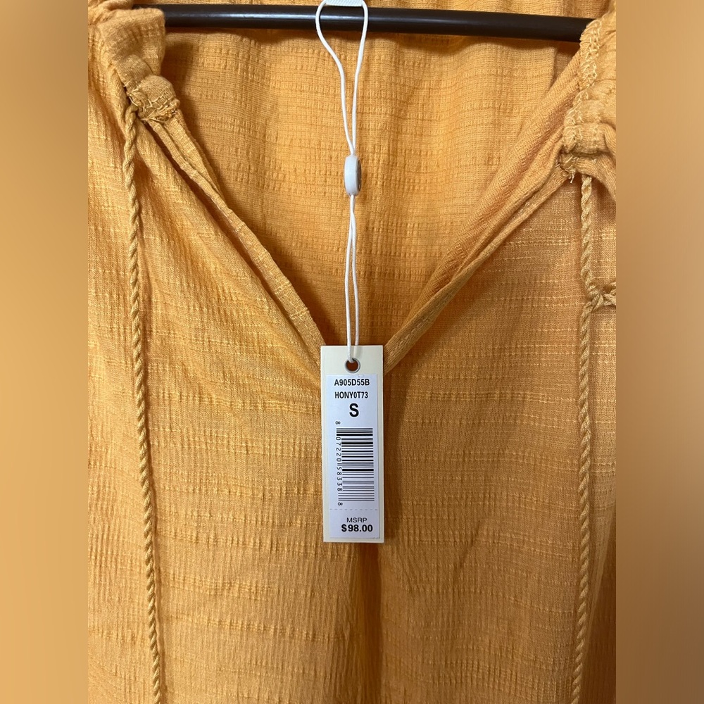 Super Beautiful Mustard Yellow Max Studio Tiered Flutter Dress - Size Small - Picture 6 of 7